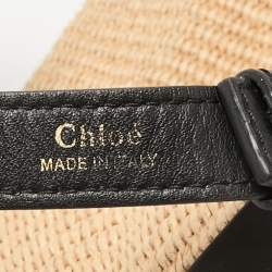 Chloe Beige/Black Raffia and Leather Marcie Bucket Bag