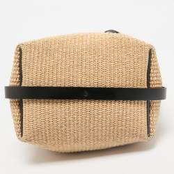 Chloe Beige/Black Raffia and Leather Marcie Bucket Bag