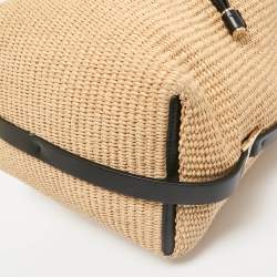 Chloe Beige/Black Raffia and Leather Marcie Bucket Bag