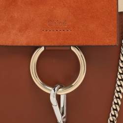 Pre Owned Chloé Brown Leather and Suede Mini Faye Crossbody Bag