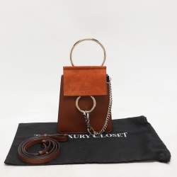 Pre Owned Chloé Brown Leather and Suede Mini Faye Crossbody Bag