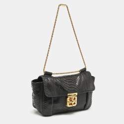 Chloe Black Python Medium Elsie Chain Shoulder Bag