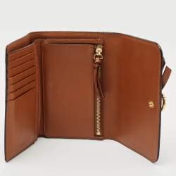 Chloe Brown Leather Alphabet Compact Wallet