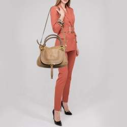 Chloe Two Tone Brown Leather Medium Marcie Shoulder Bag