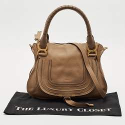 Chloe Two Tone Brown Leather Medium Marcie Shoulder Bag