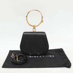 Chloé Black Leather and Suede Small Nile Bracelet Crossbody Bag