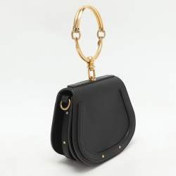 Chloé Black Leather and Suede Small Nile Bracelet Crossbody Bag