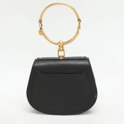 Chloé Black Leather and Suede Small Nile Bracelet Crossbody Bag