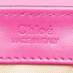 Chloé Pink Croc Embossed Leather Mini C Top Handle Bag