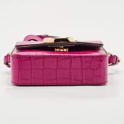 Chloé Pink Croc Embossed Leather Mini C Top Handle Bag