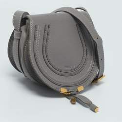 Chloe Grey Leather Mini Marcie Crossbody Bag