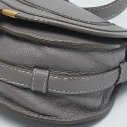 Chloe Grey Leather Mini Marcie Crossbody Bag
