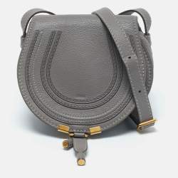 Chloe Grey Leather Mini Marcie Crossbody Bag
