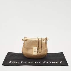 Pre Owned Chloe Gold Leather Small Drew Shoulder Bag