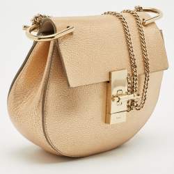 Pre Owned Chloe Gold Leather Small Drew Shoulder Bag