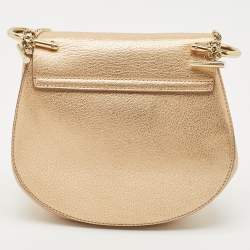 Pre Owned Chloe Gold Leather Small Drew Shoulder Bag