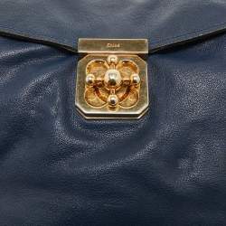 Chloe Navy Blue Leather Medium Elsie Top Handle Bag