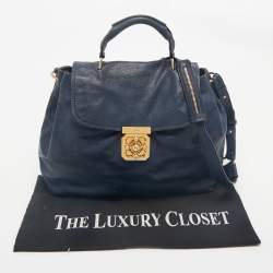 Chloe Navy Blue Leather Medium Elsie Top Handle Bag