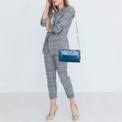 Chloe Blue Leather Elle Chain Clutch