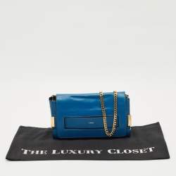Chloe Blue Leather Elle Chain Clutch
