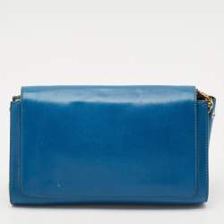 Chloe Blue Leather Elle Chain Clutch