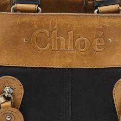Chloe Black/Brown Denim and Leather Vintage Tote