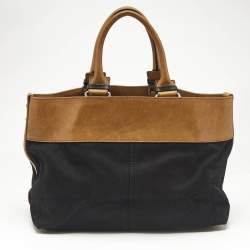 Chloe Black/Brown Denim and Leather Vintage Tote