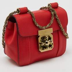 Chloe Red Leather Mini Elsie Crossbody Bag