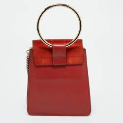 Pre Owned Chloe Brick Leather and Suede Mini Faye Crossbody Bag