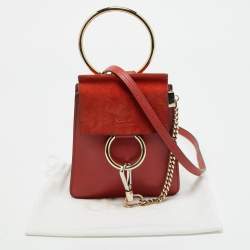 Pre Owned Chloe Brick Leather and Suede Mini Faye Crossbody Bag