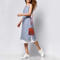 Pre Owned Chloe Brick Leather and Suede Mini Faye Crossbody Bag