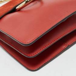 Pre Owned Chloe Brick Leather and Suede Mini Faye Crossbody Bag