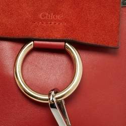 Pre Owned Chloe Brick Leather and Suede Mini Faye Crossbody Bag