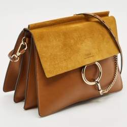 Chloe Tan/Mustard Leather and Suede Faye Medium Shoulder Bag
