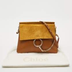 Chloe Tan/Mustard Leather and Suede Faye Medium Shoulder Bag