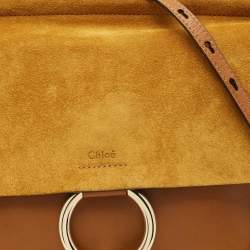 Chloe Tan/Mustard Leather and Suede Faye Medium Shoulder Bag
