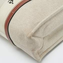 Chloé Beige/Brown Canvas and Leather Large Woody Tote