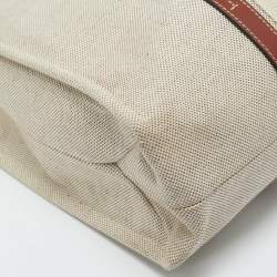 Chloé Beige/Brown Canvas and Leather Large Woody Tote