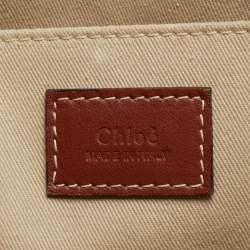 Chloé Beige/Brown Canvas and Leather Large Woody Tote