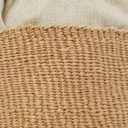 Chloé Beige/Pink Raffia and Canvas Small Woody Basket Bag