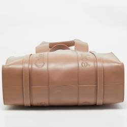 Chloe Dark Beige Leather Medium Woody Tote