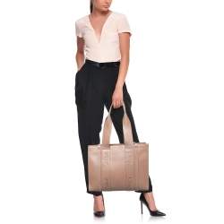 Chloe Dark Beige Leather Medium Woody Tote