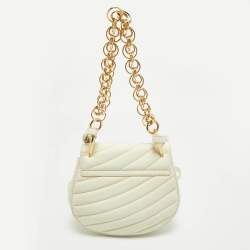 Pre Owned Chloe Off White Quilted Leather Mini Drew Bijou Shoulder Bag