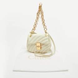 Pre Owned Chloe Off White Quilted Leather Mini Drew Bijou Shoulder Bag