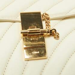 Pre Owned Chloe Off White Quilted Leather Mini Drew Bijou Shoulder Bag