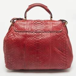Chloe Red Python and Leather Medium Elsie Top Handle Bag