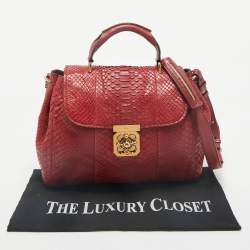 Chloe Red Python and Leather Medium Elsie Top Handle Bag