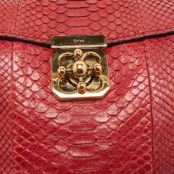 Chloe Red Python and Leather Medium Elsie Top Handle Bag
