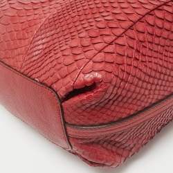 Chloe Red Python and Leather Medium Elsie Top Handle Bag