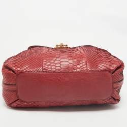 Chloe Red Python and Leather Medium Elsie Top Handle Bag